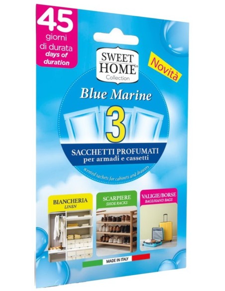 sweet home 3 sacchetti profumati per armadi e cassetti 45gg - blu marine: tuttocasashop.it: prodotti per bucato e tessuti