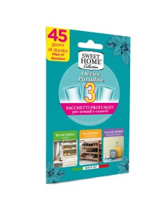 sweet home 3 sacchetti profumati per armadi e cassetti 45gg - ocean paradise: tuttocasashop.it: prodotti per bucato e tessuti