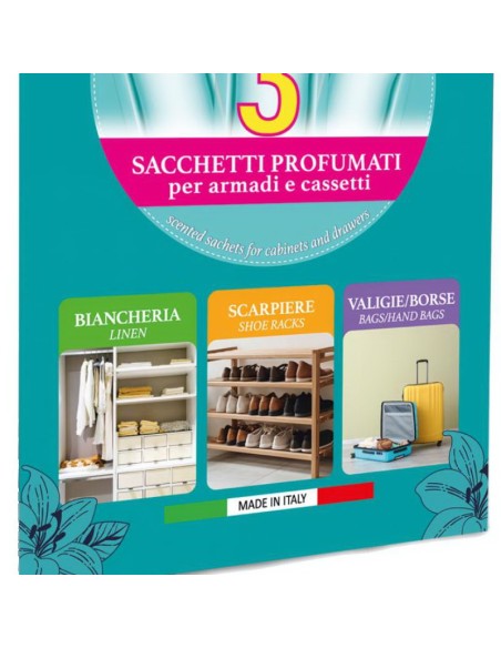 sweet home 3 sacchetti profumati per armadi e cassetti 45gg - ocean paradise: tuttocasashop.it: prodotti per bucato e tessuti