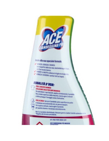 ace +mousse candeggina piu' sgrassatore casa e bucato 690ml - con erogatore: tuttocasashop.it: pulizia e cura della casa