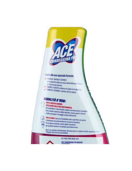 ace +mousse candeggina piu' sgrassatore casa e bucato 690ml - con erogatore: tuttocasashop.it: pulizia e cura della casa