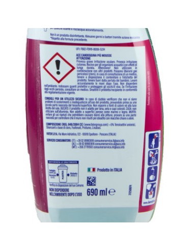 ace +mousse candeggina piu' sgrassatore casa e bucato 690ml - con erogatore: tuttocasashop.it: pulizia e cura della casa