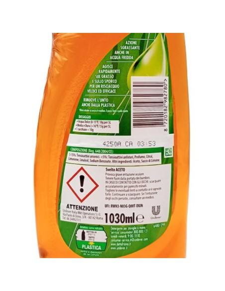 svelto detersivo per piatti e stoviglie - 1030ml - aceto - antiodore: tuttocasashop.it: pulizia e cura della casa