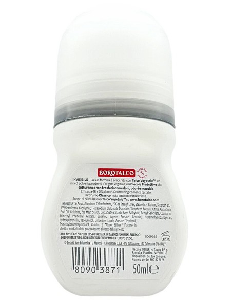 borotalco roberts deodorante roll-on - 50ml - invisibile - talco: tuttocasashop.it: igiene e cura della persona