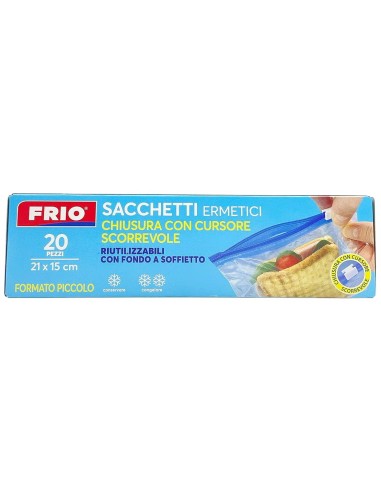 frio 15 sacchetti ermetici chiusura cursore scorrevole 21x15cm - piccoli: tuttocasashop.it: carta & monouso