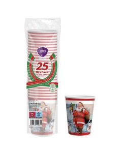 clendy 25 bicchieri in cartoncino da 200cc - decoro natalizio - babbo natale: tuttocasashop.it: carta & monouso