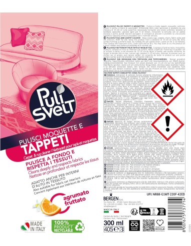 pulisvelt smacchiatore spray schiuma per tappeti e moquet 300ml: tuttocasashop.it: prodotti per bucato e tessuti