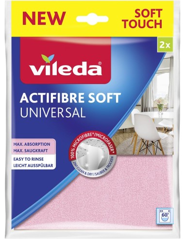 wileda actifibre soft - 2 panni multiuso - rosa e grigio: tuttocasashop.it: pulizia e cura della casa