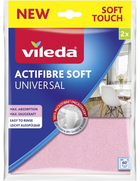 wileda actifibre soft - 2 panni multiuso - rosa e grigio: tuttocasashop.it: pulizia e cura della casa