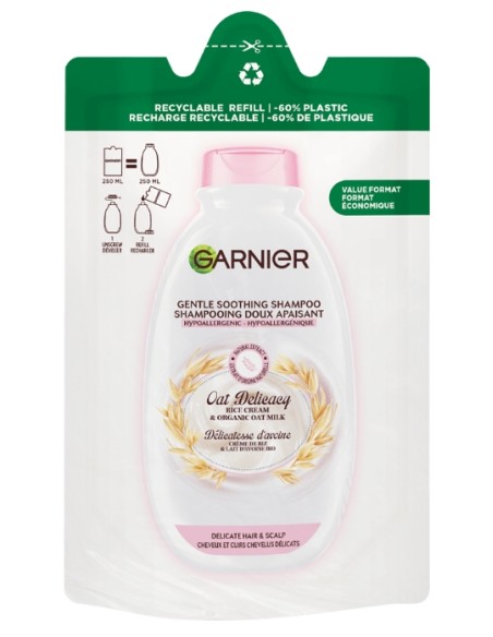 garnier shampoo - ecoricarica 250ml - delicato al latte d'avena: tuttocasashop.it: igiene e cura della persona