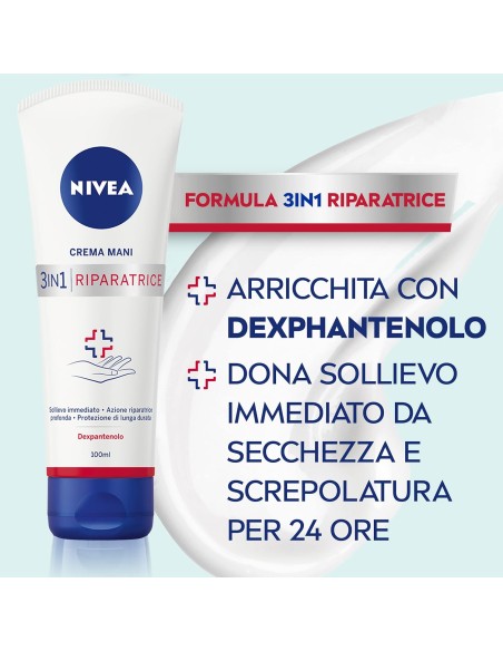 nivea crema mani riparatrice 3in1 100ml - mani secche con dexpantenolo: tuttocasashop.it: igiene e cura della persona
