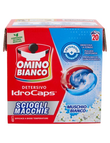omino bianco idrocaps detersivo lavatrice - 20 caps - muschio bianco: tuttocasashop.it: prodotti per bucato e tessuti