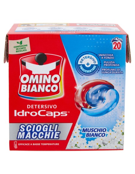 omino bianco idrocaps detersivo lavatrice - 20 caps - muschio bianco: tuttocasashop.it: prodotti per bucato e tessuti