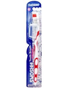 swoshh! spazzolino per igiene dentale - medio morbido - double white: tuttocasashop.it: igiene e cura della persona
