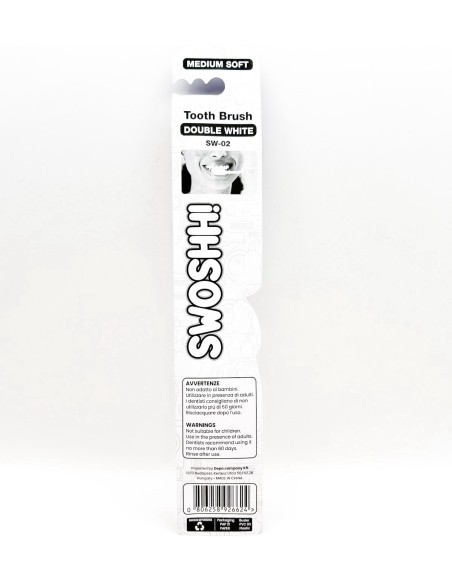 swoshh! spazzolino per igiene dentale - medio morbido - double white: tuttocasashop.it: igiene e cura della persona