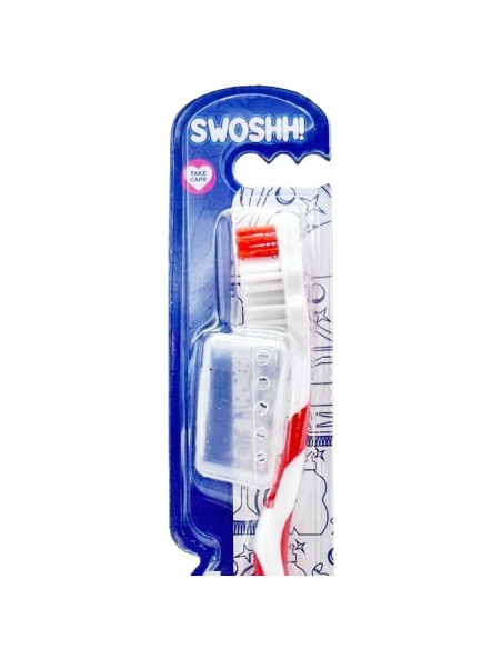 swoshh! spazzolino per igiene dentale - medio morbido - double white: tuttocasashop.it: igiene e cura della persona