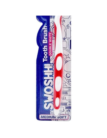 swoshh! spazzolino per igiene dentale - medio morbido - double white: tuttocasashop.it: igiene e cura della persona