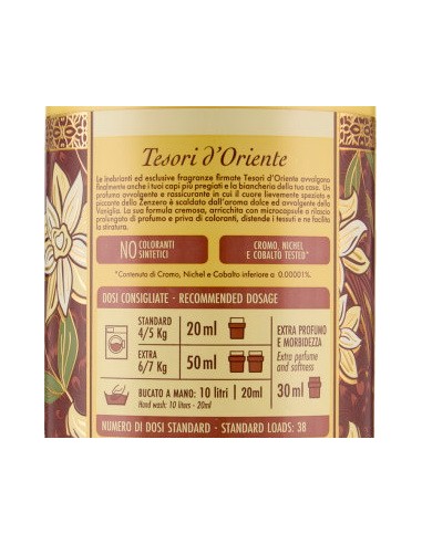tesori d'oriente ammorbidente - 38 lavaggi 760ml - vaniglia e zenzero: tuttocasashop.it: prodotti per bucato e tessuti