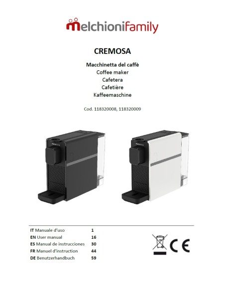cremosa melchioni macchina caffe' 1400w - compatibile nespresso - nera: tuttocasashop.it: altro - bazar