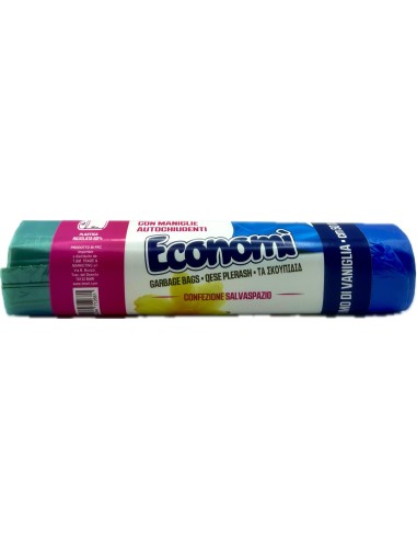 ecomi' 15 sacchi pattumiera 50x60cm azzurri profumati - maniglie legaveloce: tuttocasashop.it: pulizia e cura della casa