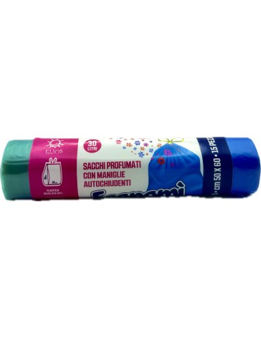 ecomi' 15 sacchi pattumiera 50x60cm azzurri profumati - maniglie legaveloce: tuttocasashop.it: pulizia e cura della casa