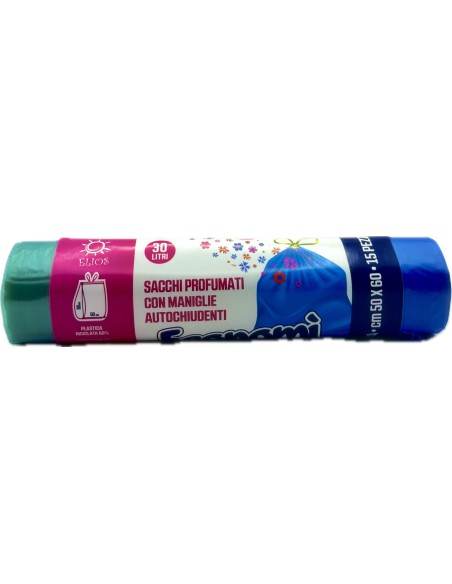 ecomi' 15 sacchi pattumiera 50x60cm azzurri profumati - maniglie legaveloce: tuttocasashop.it: pulizia e cura della casa