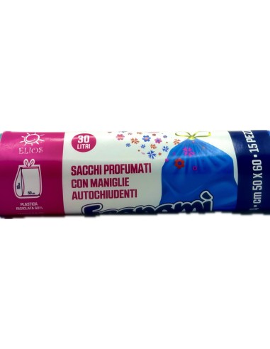 ecomi' 15 sacchi pattumiera 50x60cm azzurri profumati - maniglie legaveloce: tuttocasashop.it: pulizia e cura della casa