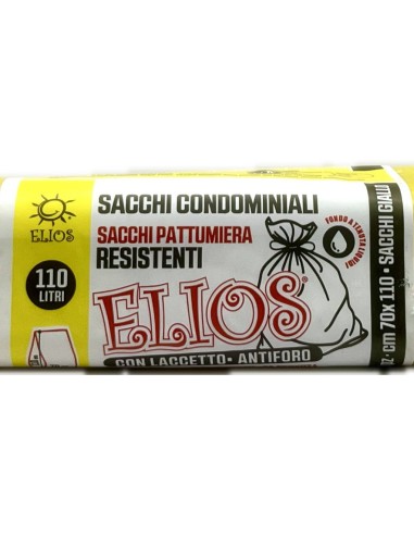 elios 10 sacchi rifiuti misura condominiale 70x110cm con laccetto - gialli: tuttocasashop.it: pulizia e cura della casa