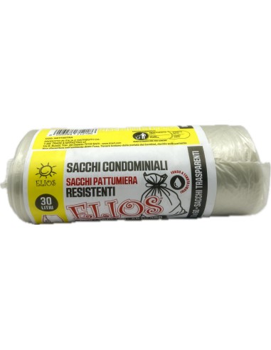 elios sacco rifiuti pattumiera 30 litri 50x60cm 20 pezzi - trasparenti: tuttocasashop.it: pulizia e cura della casa