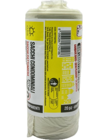 elios sacco rifiuti pattumiera 30 litri 50x60cm 20 pezzi - trasparenti: tuttocasashop.it: pulizia e cura della casa