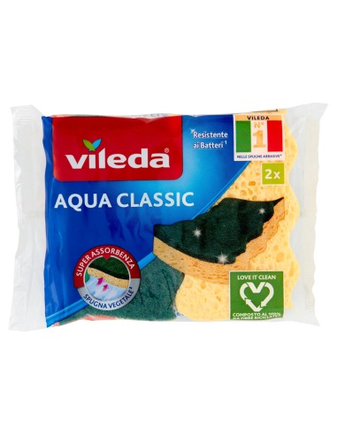vileda aqua classic spugne con abrasivo - 2 pezzi: tuttocasashop.it: pulizia e cura della casa