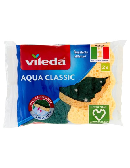 vileda aqua classic spugne con abrasivo - 2 pezzi: tuttocasashop.it: pulizia e cura della casa