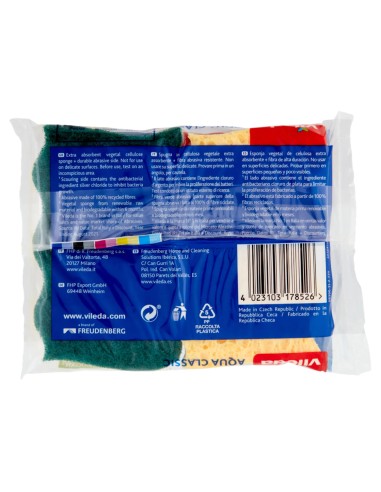 vileda aqua classic spugne con abrasivo - 2 pezzi: tuttocasashop.it: pulizia e cura della casa
