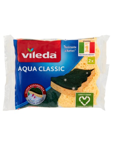 vileda aqua classic spugne con abrasivo - 2 pezzi: tuttocasashop.it: pulizia e cura della casa