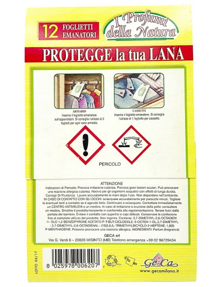 geca 12 fogli salvalana profumati alla lavanda - antitarme: tuttocasashop.it: pulizia e cura della casa