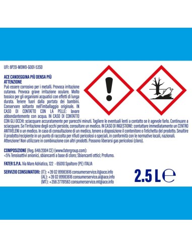 ace candeggina piu' +denso - 2500ml - fresco profumo - casa e bucato: tuttocasashop.it: prodotti per bucato e tessuti
