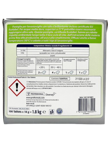 svelto professional - 100 tabs lavastoviglie - tutto in 1 - h.a.c.c.p.: tuttocasashop.it: pulizia e cura della casa