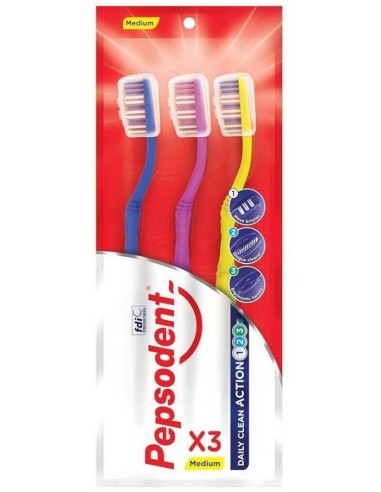 pepsodent spazzolino daily triple clean - 3 pezzi - setole medie: tuttocasashop.it: igiene e cura della persona