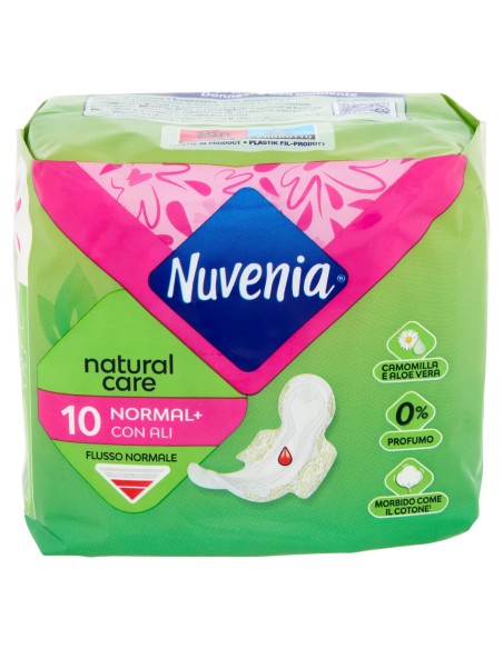 nuvenia natural care assorbenti - 10 pezzi - con ali: tuttocasashop.it: igiene e cura della persona