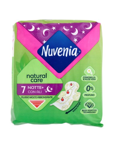 nuvenia natural care assorbenti - 7 pezzi - notte con ali: tuttocasashop.it: igiene e cura della persona