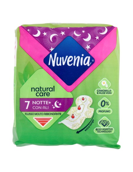 nuvenia natural care assorbenti - 7 pezzi - notte con ali: tuttocasashop.it: igiene e cura della persona