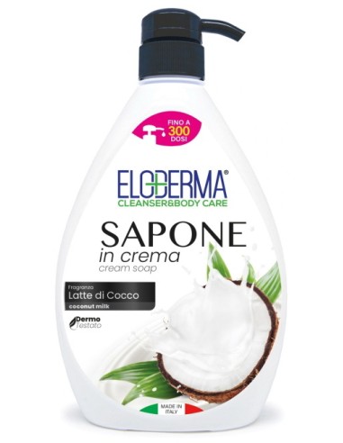 eloderma sapone in crema mani viso e corpo - 1 litro - latte di cocco: tuttocasashop.it: igiene e cura della persona