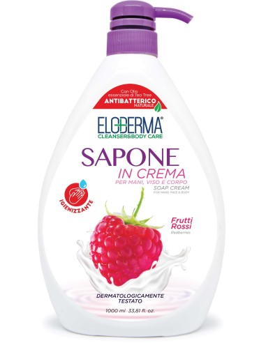 eloderma sapone in crema mani viso e corpo - 1 litro - frutti rossi: tuttocasashop.it: igiene e cura della persona