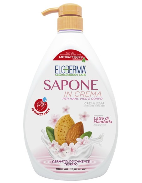 eloderma sapone in crema mani viso e corpo - 1 litro - latte di mandorla: tuttocasashop.it: igiene e cura della persona