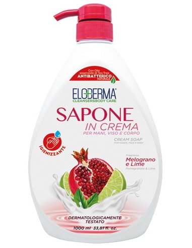 eloderma sapone in crema mani viso e corpo - 1 litro - melograno e lime: tuttocasashop.it: igiene e cura della persona