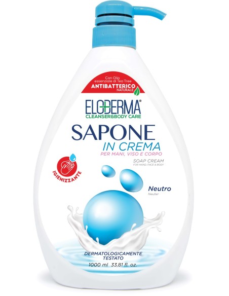 eloderma sapone in crema mani viso e corpo - 1 litro - neutro: tuttocasashop.it: igiene e cura della persona