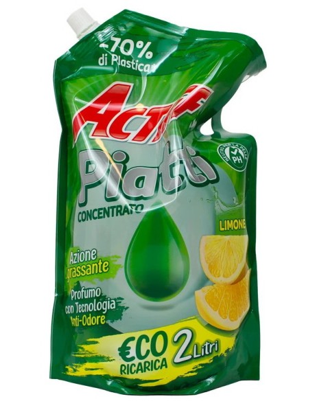 actiff detergente piatti concentrato - 2 litri - ecoricarica - limone: tuttocasashop.it: pulizia e cura della casa