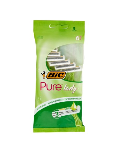 bic pure 3 lady rasoi radi & getta depilazione femminile con aloe - 6 pezzi: tuttocasashop.it: igiene e cura della persona