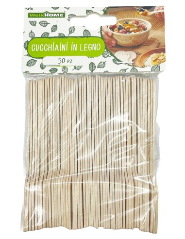 cucchiaini palettine in legno per dolce o gelato - 10cm - 50 pezzi - piatte: tuttocasashop.it: carta & monouso