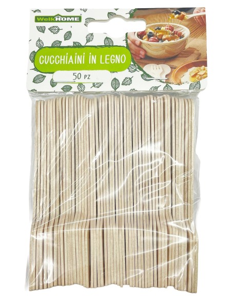cucchiaini palettine in legno per dolce o gelato - 10cm - 50 pezzi - piatte: tuttocasashop.it: carta & monouso